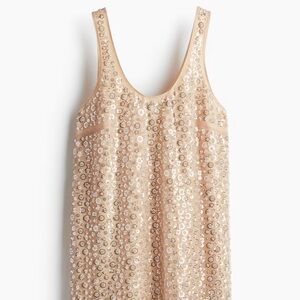 H&M Sequin Embellished Mini Dress in Nude and Silver